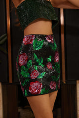 Rose Sequin Mini Skirt