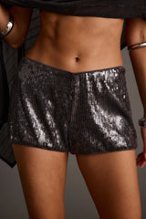 Riri Gunmetal Sequin Micro Shorts