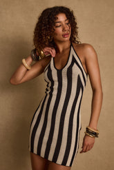 Risa Black Striped Knit Mini Dress