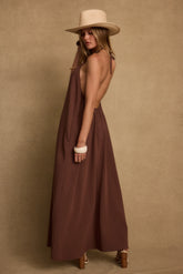 Sanctuary Mocha Linen Maxi Dress
