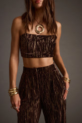 Rhea Espresso Velvet Crop Top