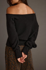 Margot Black Asymmetrical Sweater