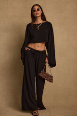Clear Breeze Black Linen Pants