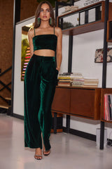 Rhea Emerald Velvet Crop Top