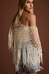 Rianne Ivory Sequin Crochet Shawl
