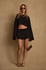 Clear Breeze Black Linen Top