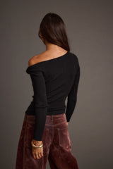 Cindy Black Asymmetrical Sweater