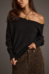 Margot Black Asymmetrical Sweater