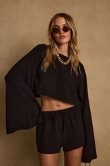 Clear Breeze Black Linen Top