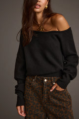 Margot Black Asymmetrical Sweater